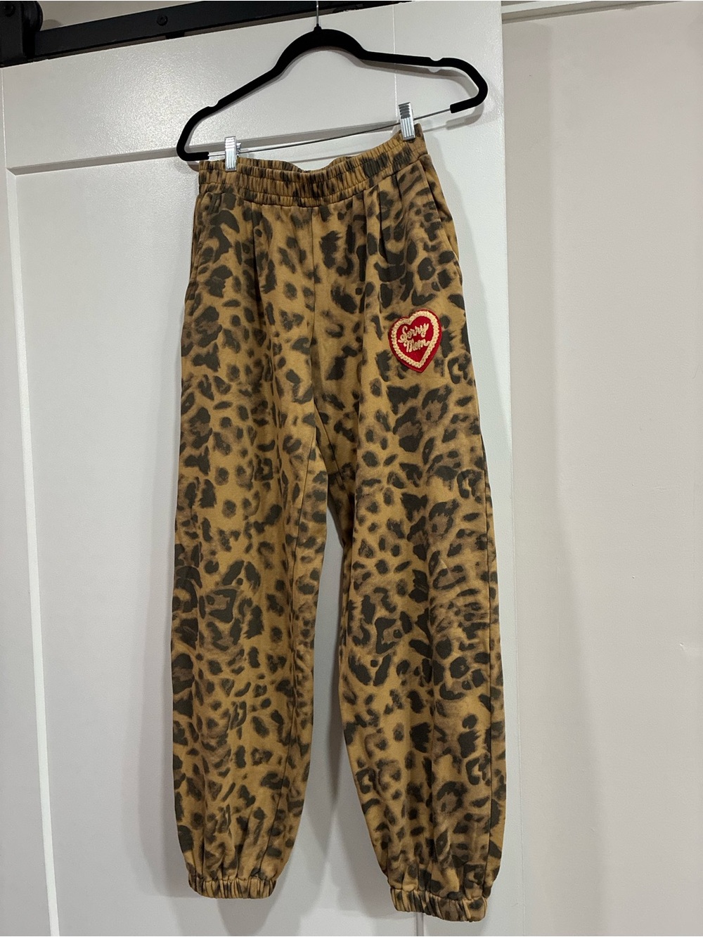 Happy Little Mother SORRY MOM leopard print sweatpants